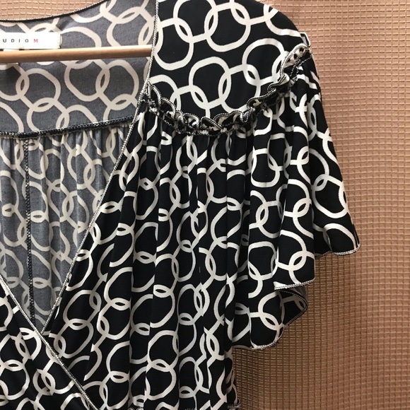 Studio M Wrinkle Free Black & White Dress - Picture 2 of 6